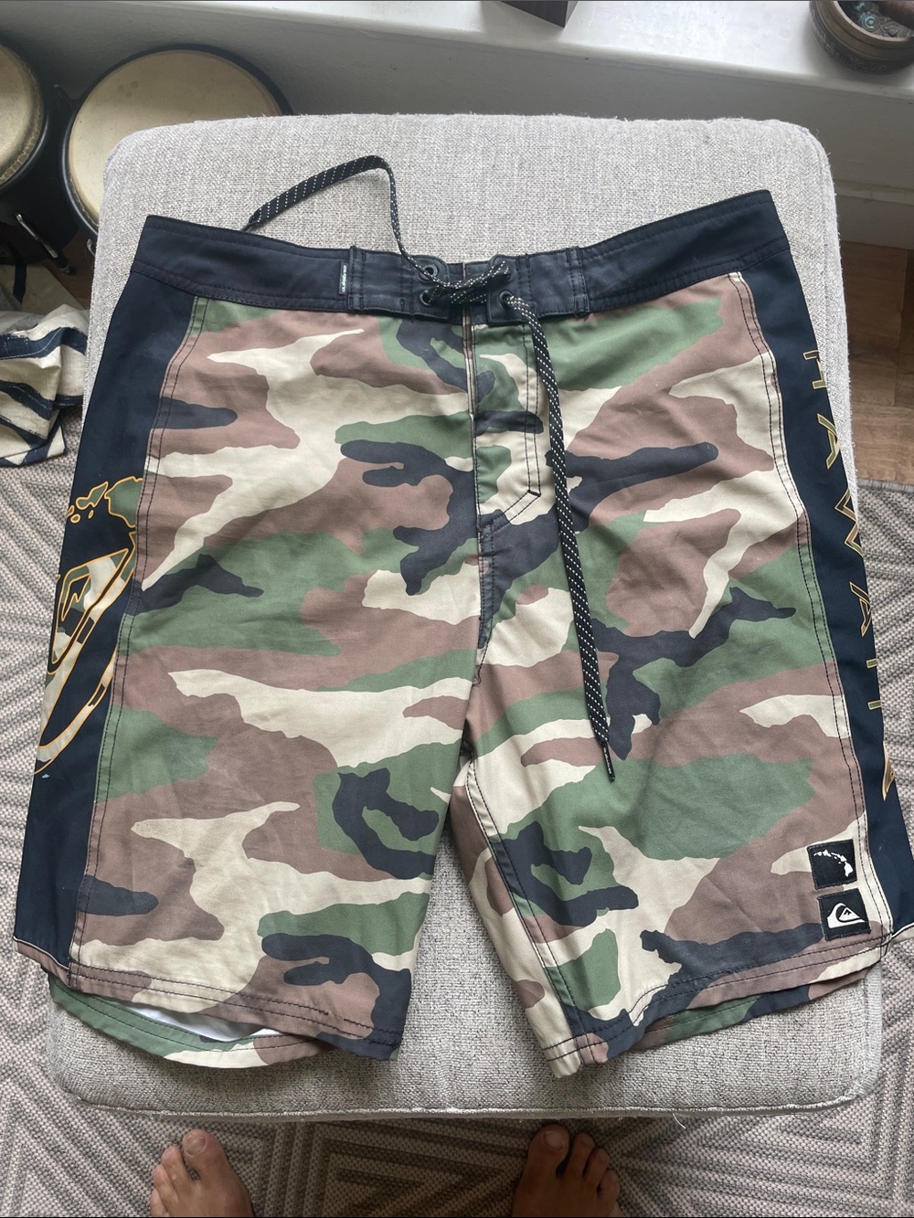 Quiksilver Men’s Camo Board Shorts - Green, Brown, Black